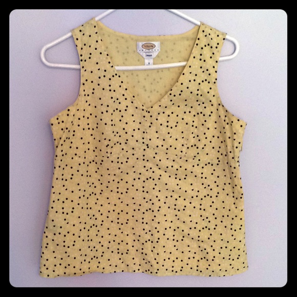Talbots Yellow Top W/Black and White Dots - Picture 1 of 4